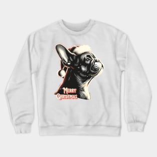 Print design christmas french bulldog with santa hat backlight Crewneck Sweatshirt